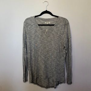 Long sleeve striped high low tee